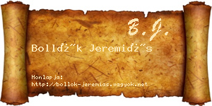 Bollók Jeremiás névjegykártya